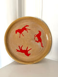 Golden Brown Plate with Red Horses 2