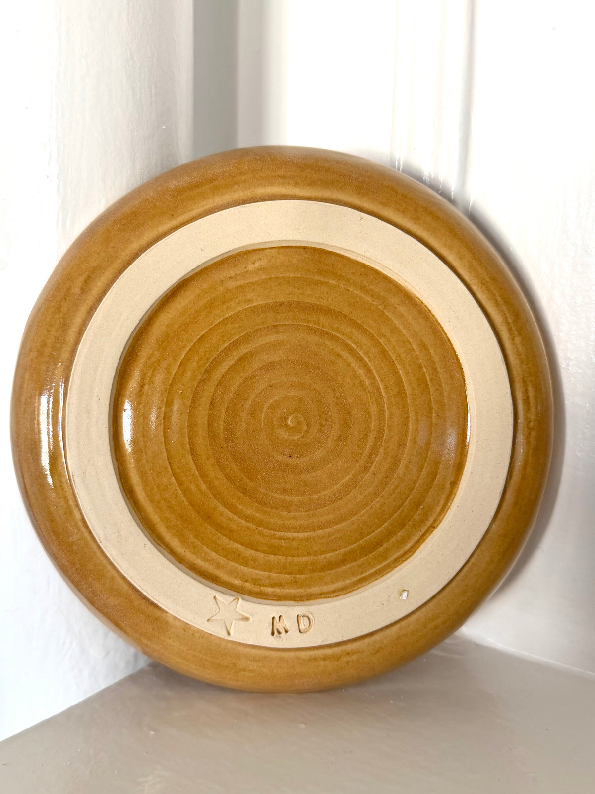 Golden Brown Plate with Red Horses 2