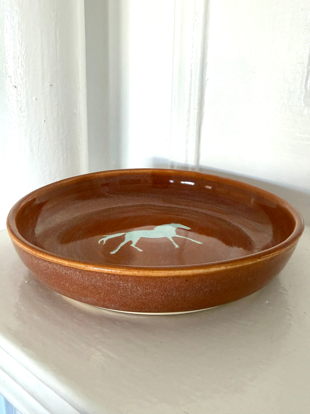 Copper Horse Plate with Baby Blue Horse
