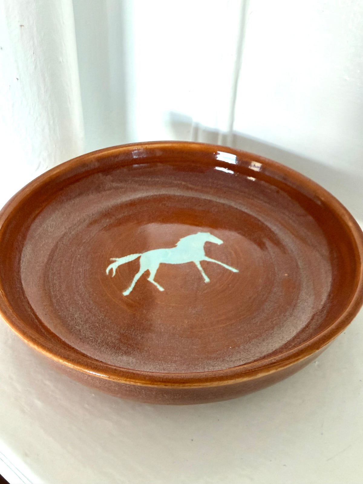 Copper Horse Plate with Baby Blue Horse