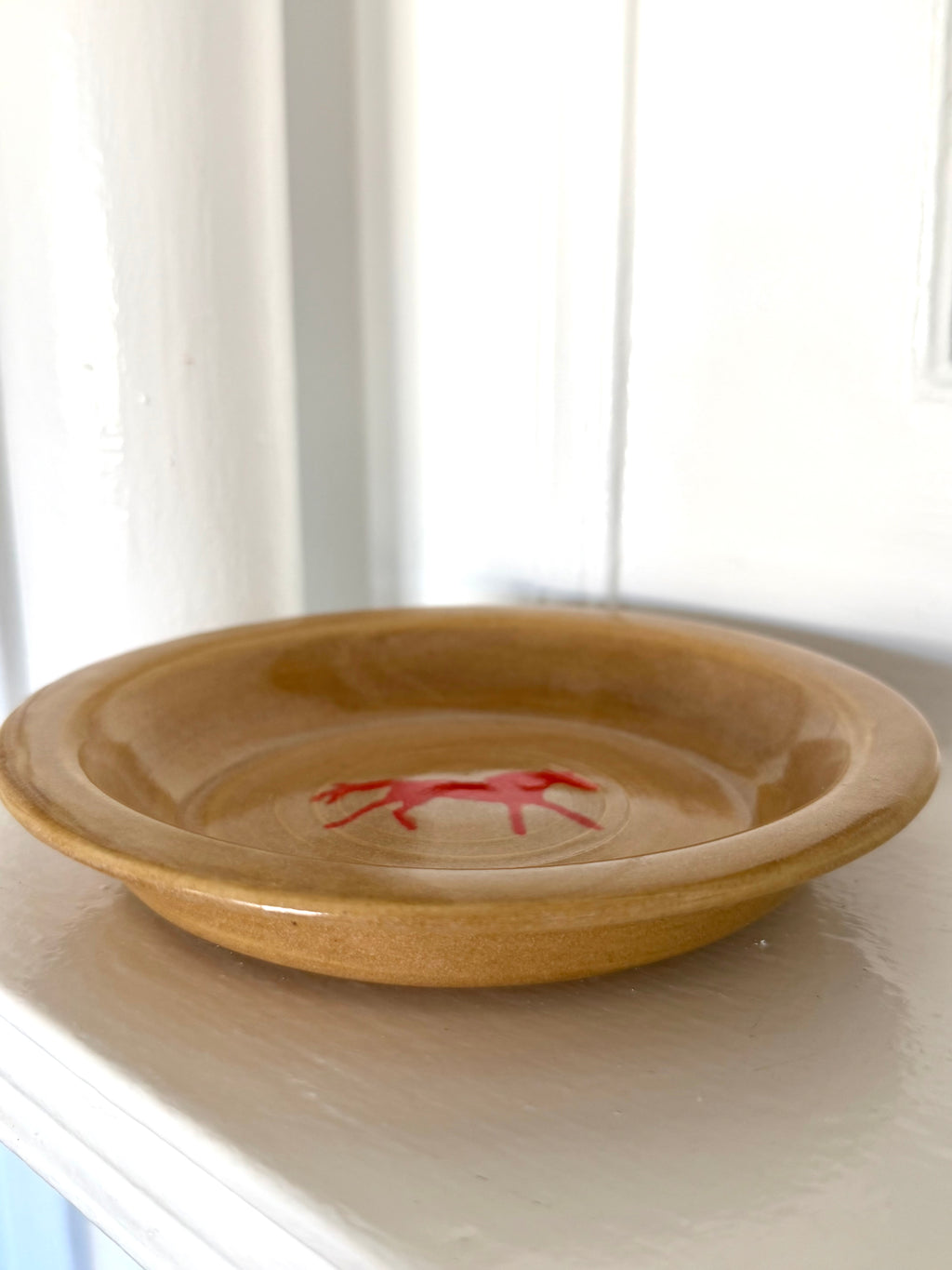 Golden Brown Horse Plate with Red Horse 3