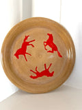 Golden Brown Plate with Red Horses 1