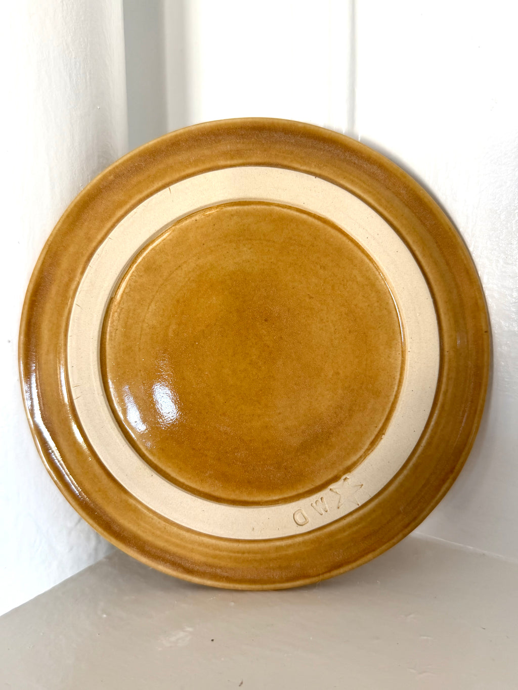 Golden Brown Plate with Baby Blue Horses
