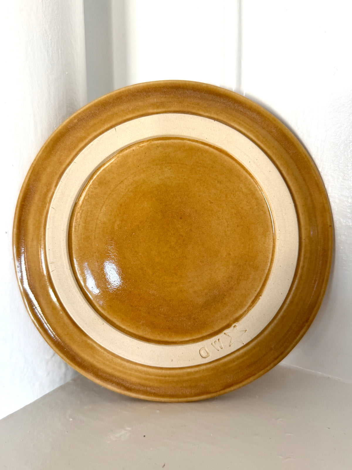 Golden Brown Plate with Baby Blue Horses