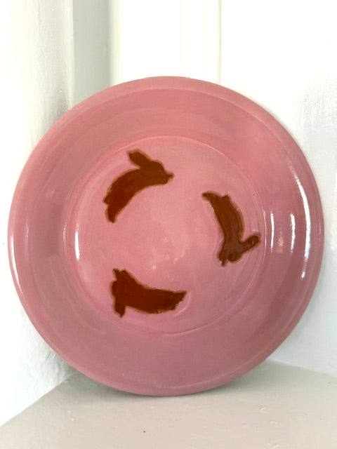 Pink and Brown Bunny Plate 2