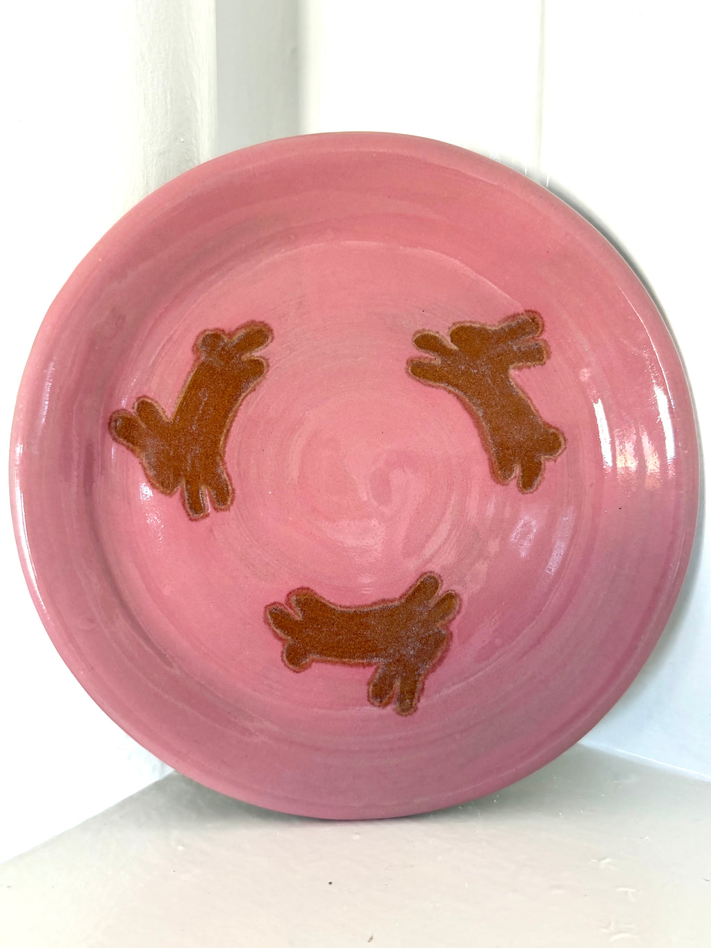 Pink and Brown Bunny Plate 1