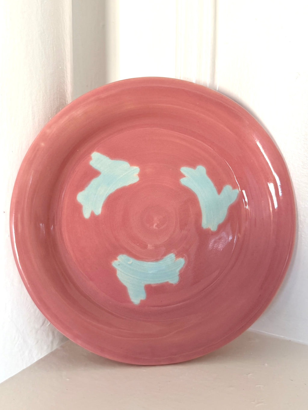 Pink and Blue Bunny Plate