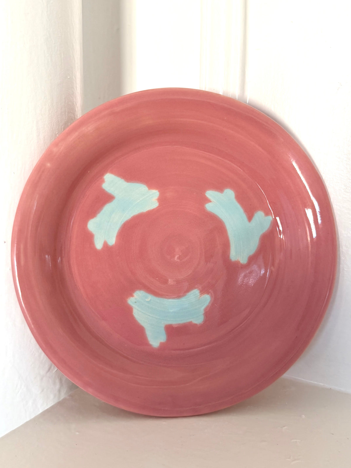 Pink and Blue Bunny Plate