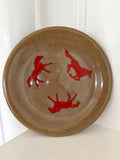 Taupe Plate with Red Horses 2
